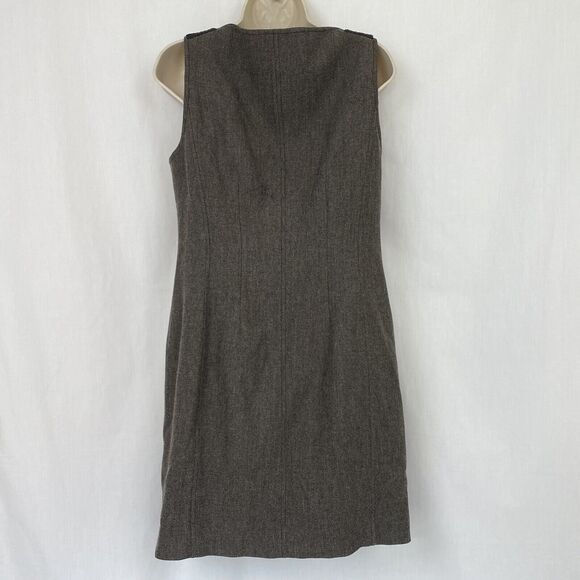 Worth Dress Womens 10 Wool Blend Stretch Shift Sleeveless Faux Leather Trim - Picture 6 of 9